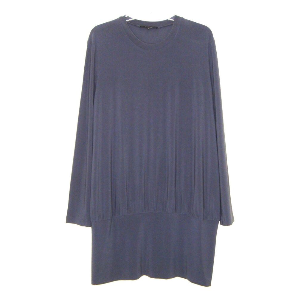 NORMA KAMALI Timeless Gray Knit Blouson Drop Waist Mini Dress Size XXL